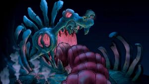 A concept art of Ursula's Lair for Ariel's Undersea Adventure.