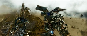 The Fallen facing Optimus Prime.