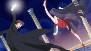 Evil Endymion fights Sailor Mars.