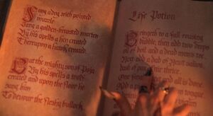 A recipe for the Life Potion found within one of the pages of the Sanderson Sisters' Spellbook.