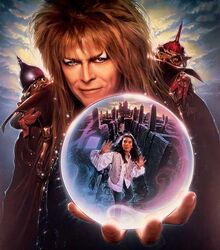 A poster artwork of King Jareth holding a Crystal.