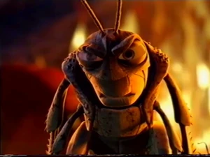 Hopper furiously facing Flik while Ants are not meant to serve Grasshoppers.