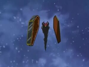 Myotismon emerging from his Coffin.