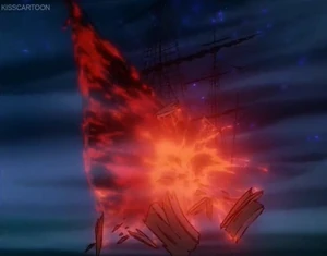 The Ship now being destroyed with an intense explosion.