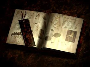 The drug White Claudia with a book detailing the namesake plant and it properties.