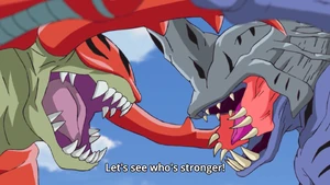 Kuwagamon fighting Kabuterimon.