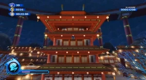 Outside the pagoda-styled town-like environment of the Aquarium Park.