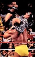 Sensational Sherri in trouble! Hulk Hogan has a little fun with the villainess after defeating her men at Summerslam 89!