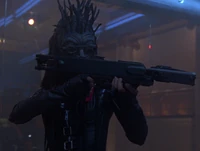 A leather clad client tortures and kills her victim with a crossbow