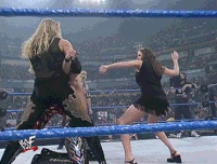 Stephanie McMahon SD 28 December 2000 G01.gif (5.4 MB) Smackdown 28th December 2000: Stephanie has some fun slapping a restrained Chris Jericho