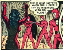 The Devil Ladies take aim at Rulah with their fire guns.