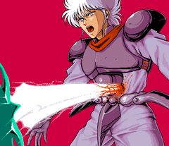 Stabbing the hero near-fatally...