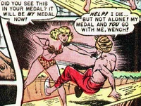 Jackalle pushes The Prophet into the water to be eaten alive by alligators