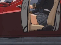 A White Delmo in disguise, getting out of a car