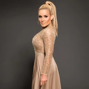 The evil Natalya in her gown at the 2017 Hall of Fame ceremony