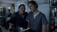 Juliana in prison, working as a cook and being harassed by a fellow inmate