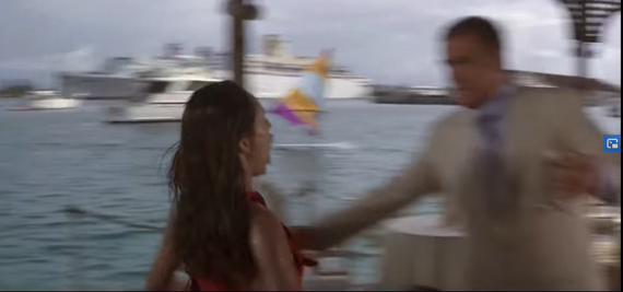 Screaming she runs towards Bond... charming way to offer a blowjob...