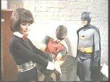 Lydia washed up and under arrest (Francine York with Burt Ward and Adam West)