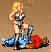 Humiliating the fallen hero by grinding her high heeled boots on him