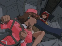 A Pink Delmo driving a tank for her golden superior