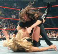 In 2001 Stephanie and Trish feuded over the evil blonde's relationship with Stephanie's father