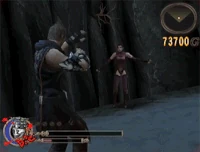 Knocking the hero down by ramming her crotch into his face