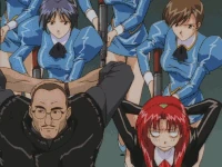 Blue Delmos holding the heroes captive