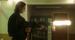 Crane firing at the officers