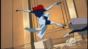 Crane pose except her heels are stuck