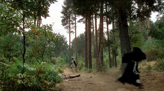 Suddenly a horseman arrives & chases the murderer priest immediatly!