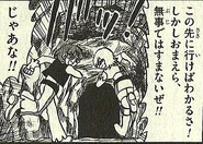 Defeated and retreating.