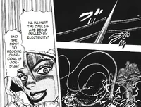 Taunting Joestar as she tries to electrocute him