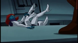 Mystique thinks she can still save herself from the abyss as Juggernaut walks by