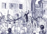 The good girls celebrate her victory about the EBs (the blonde pirate is also paraded and is a useful staffage - to see on the right!)