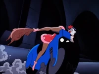 Speeding on her bike with weapon in hand