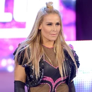 Natalya's evil glare during her SmackDown entrance in 2016