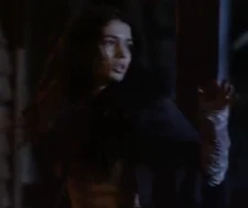 The young woman panicking with the full moon rising