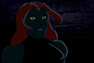 Shocked that a)Jean Grey is controlling her body.b) She's being dominated in another catfight c) Cyclops isn't intefering. Jean Grey: "You got that right lady!"