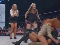 AllieTNA05G.gif (9.23 MB) Impact Wrestling 24th May 2016: Allie and Sienna enjoying Maria's sneak attack on Gail Kim