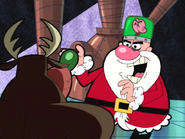 Rupert being monologued to by Hector Con Carne in Santa's body.