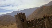 The mountain range behind the castle (Army of Darkness)