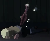 The Kandarian Dagger stuck in a woman's back (Phantom Halls)