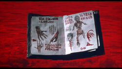 Evil Dead Rise, Necronomicon, Book of the Dead aged printed book pages