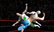 Mr. Hard Cardboard executes a flying cross body on Van Gorgeous during hSw's Unscripted.