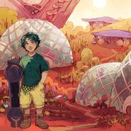 Child Cal in Geoponics with his hoverboard