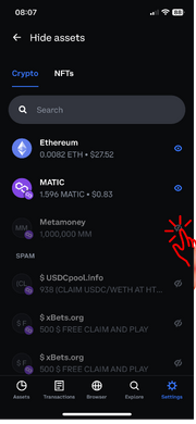 Coinbase unhide metamoney