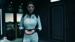 Avasarala in Razorback jumpsuit