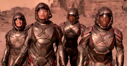 Private Hillman, Gunnery Sergeant Bobbie Draper, Corporal Sa'id, Private Travis