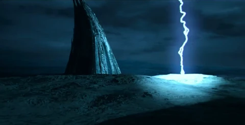 Lightning marches away from the protomolecule tower