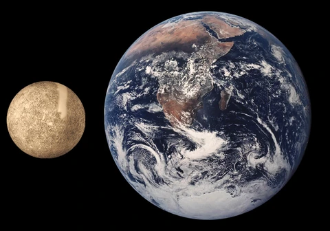 Size comparison: Mercury vs. Earth